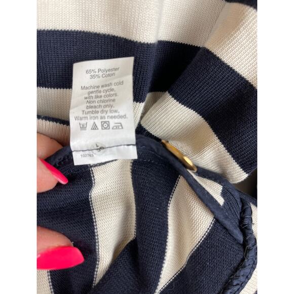 J. Crew Merriweather Blue & White Gold Button Striped Lady Jacket Size Medium - Picture 8 of 9